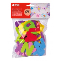 APLI, foam shapes letters, 14pcs, hanger, color mix