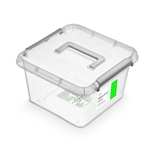 Pojemnik antybakteryjny MOXOM Antibacterial, z rączką, 9l, transparentny, Pudła, Wyposażenie biura