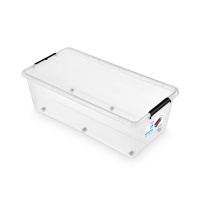 Pojemnik do przechowywania MOXOM Simple box, 55l, na kółkach, transparentny, Pudła, Wyposażenie biura