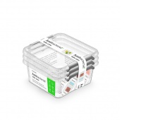 MOXOM Antibacterial container set, 3x0.85l, transparent