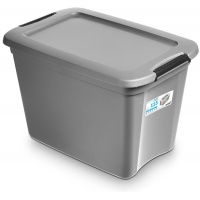 MOXOM RobuStore storage container, 115 l, with clips, gray