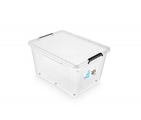 MOXOM Simple Box storage container, 145l, with wheels, transparent