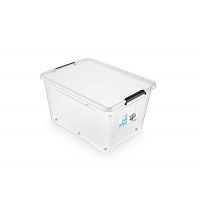MOXOM Simple Box storage container, 145l, with wheels, transparent