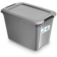 MOXOM RobuStore storage container, 55 l, with clips, gray