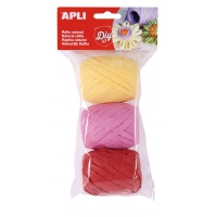 Raffia APLI, Candy, stiff, natural 3 pcs, 30m, assorted colors