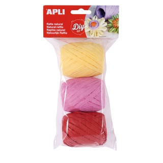 Rafia APLI, Candy, sztywna, naturalna 3 szt., 30 m., mix kolorów, Produkty kreatywne, Artykuły szkolne