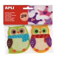 Filcowe dekory APLI, w kształcie sowy, 2 szt., Produkty kreatywne, Artykuły szkolne