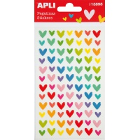 Zestaw naklejek APLI, w kształcie serduszek, 84 szt., mix kolorów, Produkty kreatywne, Artykuły szkolne