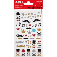 Zestaw naklejek z wąsami APLI, brokat, mix kolor&oacute;w, Produkty kreatywne, Artykuły szkolne