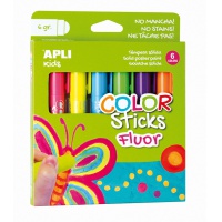 Farby w sztyfcie APLI, color sticks FLUO, 6x6 g. mix kolorów, Plastyka, Artykuły szkolne