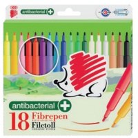 Flamastry ICO 300 Fibre Pen, antybakteryjne, 18 szt., zawieszka, mix kolorów, Flamastry, Artykuły do pisania i korygowania