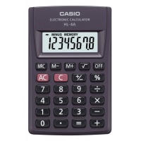 Kalkulator kieszonkowy CASIO HL-4A-B, 8-cyfrowy, 56x87mm, czarny, Kalkulatory, Urządzenia i maszyny biurowe