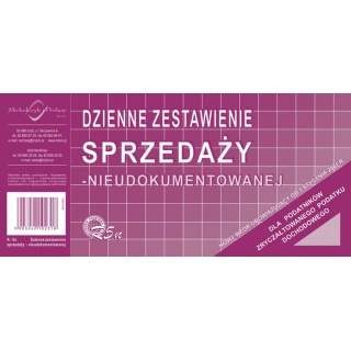 DZIENNE ZESTAWIENIE SPRZEDAŻY NIEUDOKUM.1/3 A4 R5, Podkategoria, Kategoria