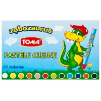 Kredki pastele olejne, Zębozaurus, TOMA, TO-581, 12 szt., mix kolor, Plastyka, Artykuły szkolne