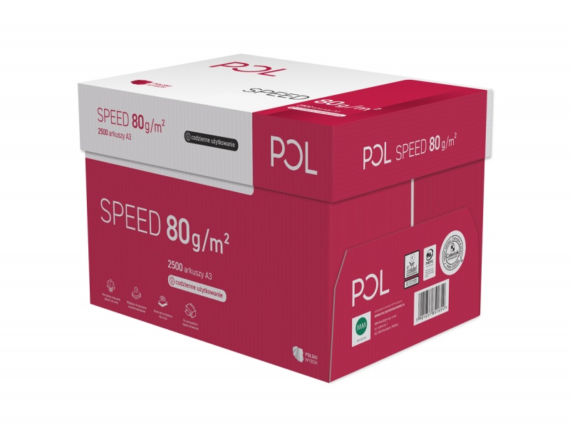 Papier ksero POL SPEED, A3, klasa C, 153CIE, 80gsm, 500ark., Papier do kopiarek, Papier i etykiety