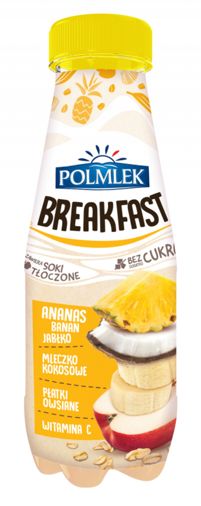 Breakfast POLMLEK ananas-banan-jabłko, 300 ml, Mleka i śmietanki, Artykuły spożywcze