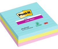 Karteczki samoprzylepne POST-IT® Super Sticky w linie, (675-SS3-MIA), 101x101mm, 3x70 kart., paleta Miami, Bloczki samoprzylepne, Papier i etykiety