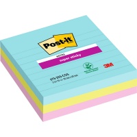 Karteczki samoprzylepne POST-IT® Super Sticky w linie, (675-SS3-MIA), 101x101mm, 3x70 kart., paleta Miami