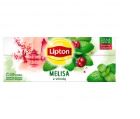 Herbata LIPTON, 20 torebek, ziołowa z melisą i wiśnią, Herbaty, Artykuły spożywcze