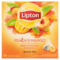 Herbata LIPTON, piramidki, 20 torebek, mango i brzoskwinia, Herbaty, Artykuły spożywcze