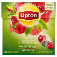 LIPTON green tea, pyramids, 20 teabags, raspberry and pomegranate