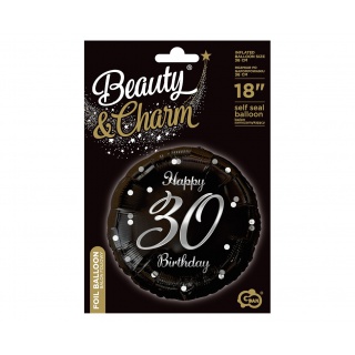 BALON FOL.18" B&C HAPPY 30 BIRTHDAY CZARNY NADR.SR, Podkategoria, Kategoria