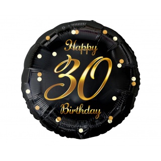 BALON FOL.18" B&C HAPPY 30 BIRTHDAY CZARNY NADR.ZŁ, Podkategoria, Kategoria