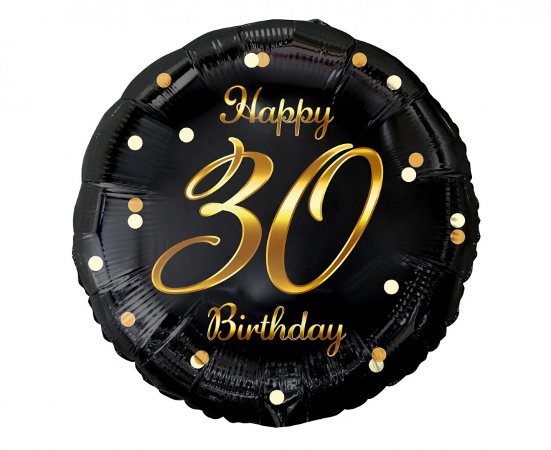 BALON FOL.18" B&C HAPPY 30 BIRTHDAY CZARNY NADR.ZŁ BALON FOL.18" B&C HAPPY 30 BIRTHDAY CZARNY NADR.ZŁ, Podkategoria, Kategoria