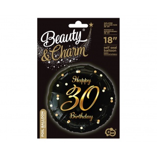 BALON FOL.18" B&C HAPPY 30 BIRTHDAY CZARNY NADR.ZŁ, Podkategoria, Kategoria
