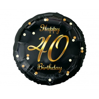 BALON FOL.18" B&C HAPPY 40 BIRTHDAY CZARNY NADR.ZŁ, Podkategoria, Kategoria