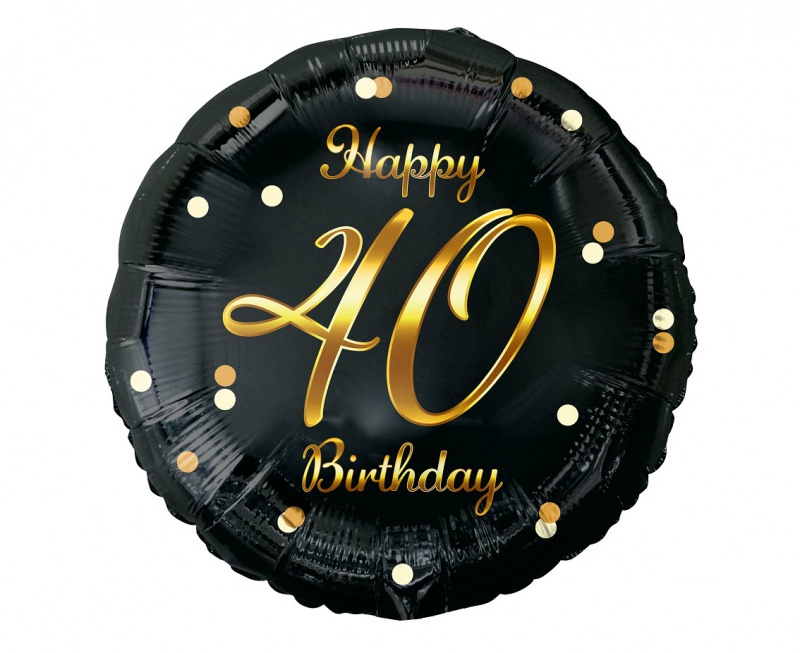 BALON FOL.18" B&C HAPPY 40 BIRTHDAY CZARNY NADR.ZŁ, Podkategoria, Kategoria