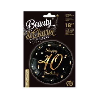 BALON FOL.18" B&C HAPPY 40 BIRTHDAY CZARNY NADR.ZŁ, Podkategoria, Kategoria