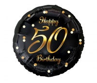 BALON FOL.18" B&C HAPPY 50 BIRTHDAY CZARNY NADR.ZŁ