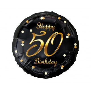 BALON FOL.18" B&C HAPPY 50 BIRTHDAY CZARNY NADR.ZŁ, Podkategoria, Kategoria