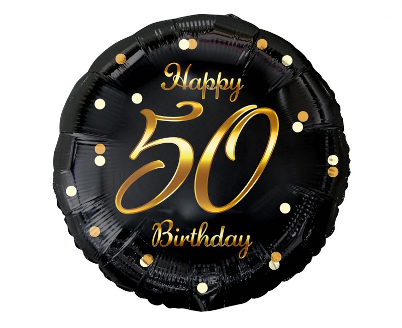 BALON FOL.18" B&C HAPPY 50 BIRTHDAY CZARNY NADR.ZŁ, Podkategoria, Kategoria