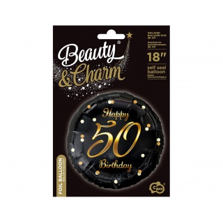 BALON FOL.18" B&C HAPPY 50 BIRTHDAY CZARNY NADR.ZŁ, Podkategoria, Kategoria