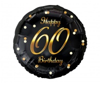 BALON FOL.18" B&C HAPPY 60 BIRTHDAY CZARNY NADR.ZŁ