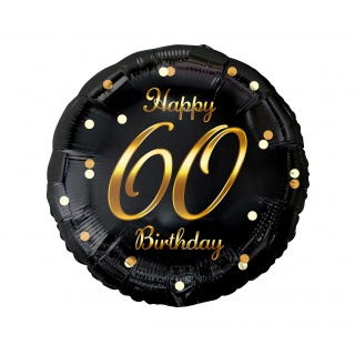 BALON FOL.18" B&C HAPPY 60 BIRTHDAY CZARNY NADR.ZŁ, Podkategoria, Kategoria