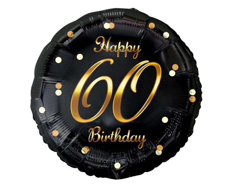 BALON FOL.18" B&C HAPPY 60 BIRTHDAY CZARNY NADR.ZŁ, Podkategoria, Kategoria