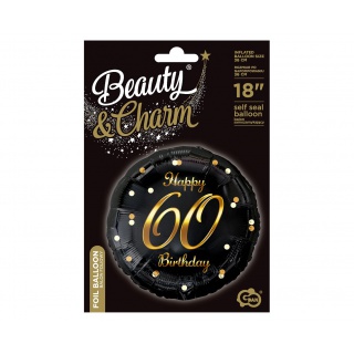 BALON FOL.18" B&C HAPPY 60 BIRTHDAY CZARNY NADR.ZŁ, Podkategoria, Kategoria