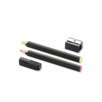 Zestaw 2 ołówków/zakreślaczy MOLESKINE wykonany z drzewa lipowego z temperówką, pomarańczowy/żółty, Ołówki, Artykuły do pisania i korygowania