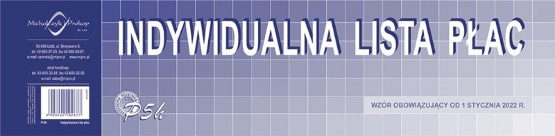 INDYWIDUALNA LISTA PŁAC 1/3 A3, Podkategoria, Kategoria
