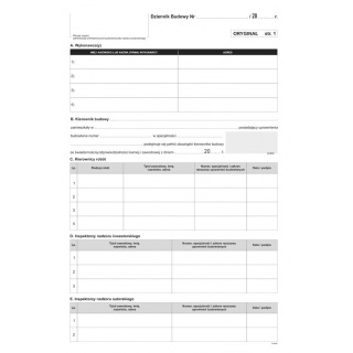 DZIENNIK BUDOWY A4 30kpl., Podkategoria, Kategoria