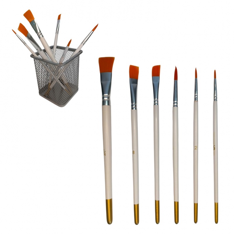 PĘDZLE NYLONOWE 6szt, Pędzle, Plastyka