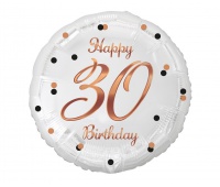 BALON FOLIOWY B&C HAPPY 30 BIRTH.BIAŁY NADR.RÓŻ/ZŁ