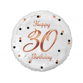 BALON FOLIOWY B&C HAPPY 30 BIRTH.BIAŁY NADR.RÓŻ/ZŁ, Podkategoria, Kategoria
