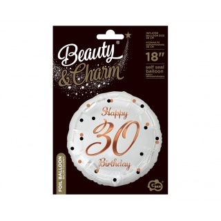 BALON FOLIOWY B&C HAPPY 30 BIRTH.BIAŁY NADR.RÓŻ/ZŁ, Podkategoria, Kategoria