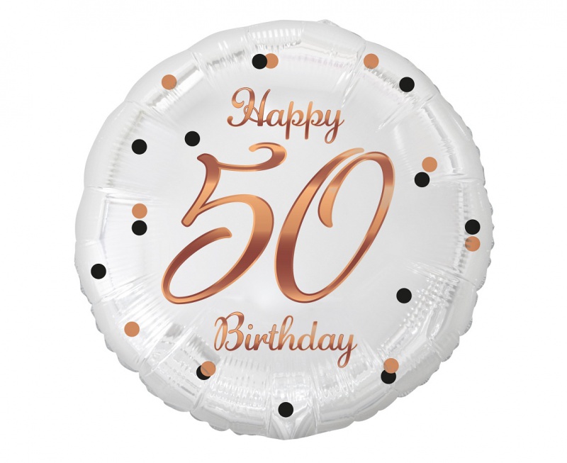 BALON FOLIOWY B&C HAPPY 50 BIRTH.BIAŁY NADR.RÓŻ/ZŁ, Podkategoria, Kategoria