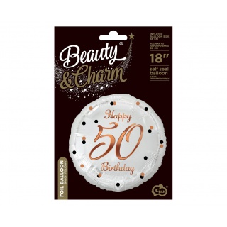 BALON FOLIOWY B&C HAPPY 50 BIRTH.BIAŁY NADR.RÓŻ/ZŁ, Podkategoria, Kategoria