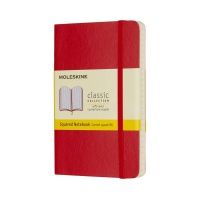 Notes MOLESKINE Classic P (9x14cm) w kratkę, miękka oprawa, 192 strony, czerwony, Notatniki, Zeszyty i bloki
